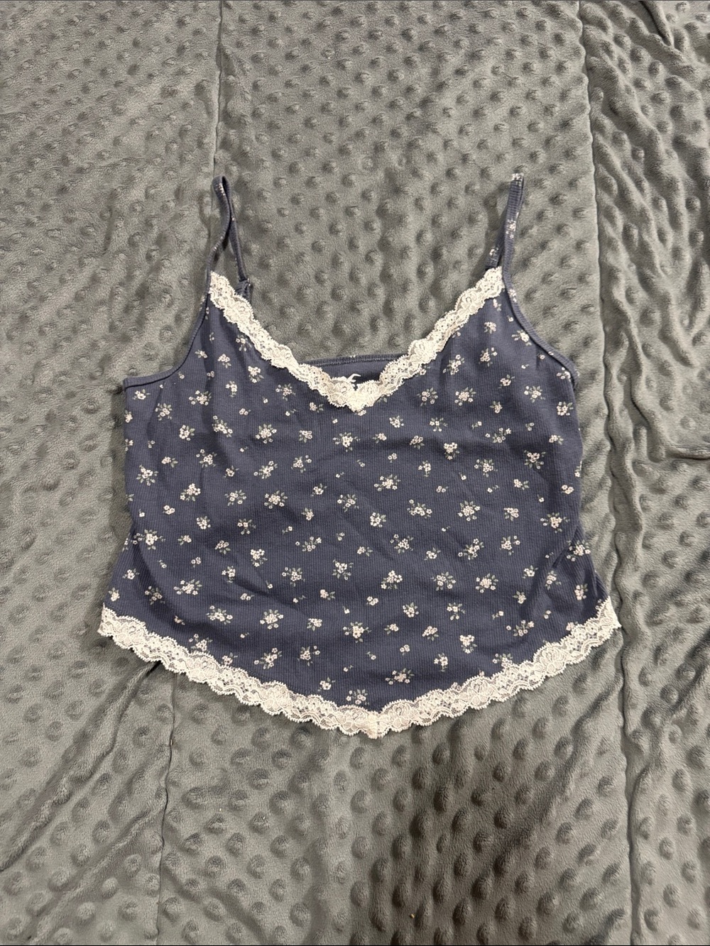 Hollister Navy Floral Lace-Trim Cami